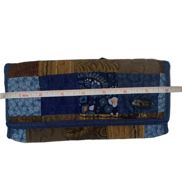 Vintage Boho quilted‎ patchwork blue+ brown wallet - Picture 5 of 6